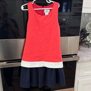 Florence Eiseman Red and Navy Dress with White Accent